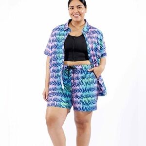 TomboyX 2X Head Over Eels Cabana Shirt